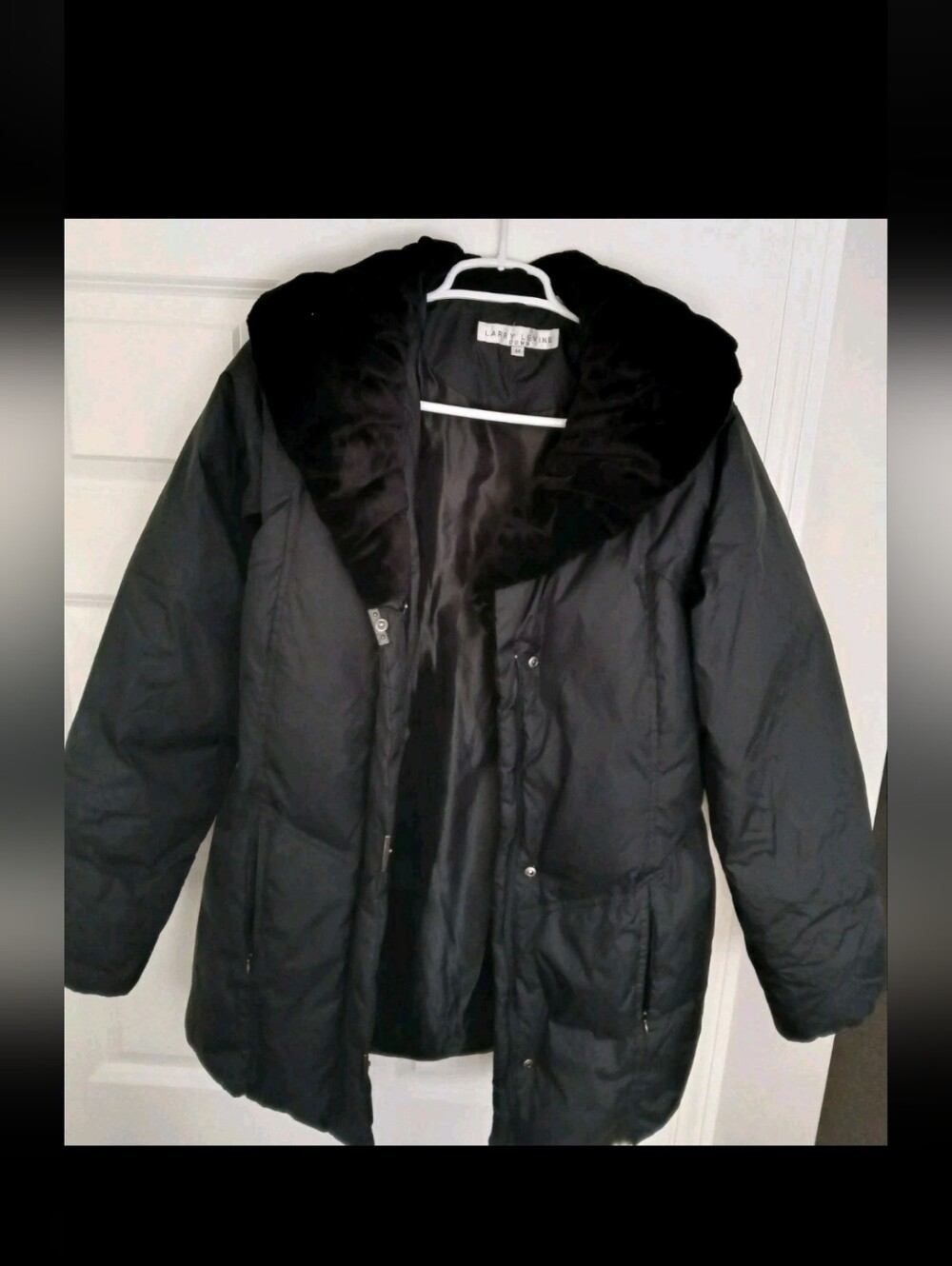 Lary Levine Women's Microsuede Quilted Jacket Coat Faux Fur Size M Black